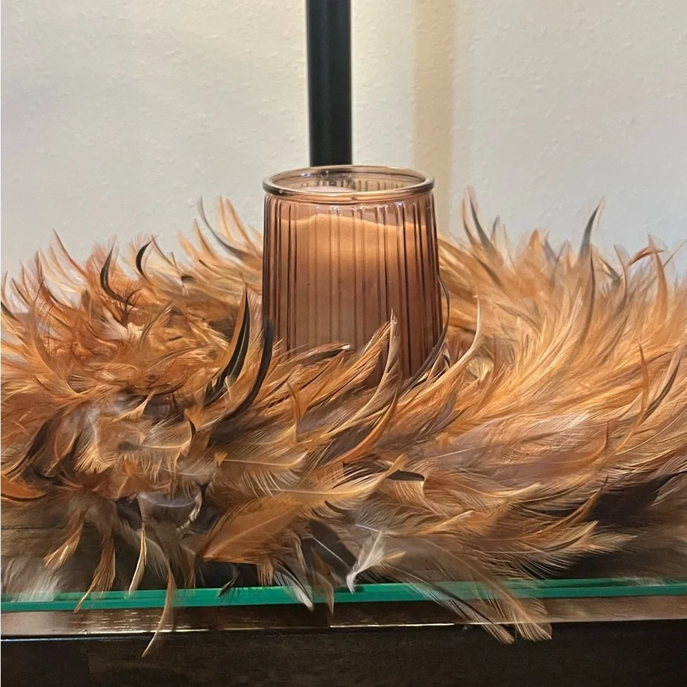 Decorative  Brown Feather Wreath - Picture 4 of 6